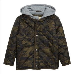 Boys Camo Puffer Jacket with Hood